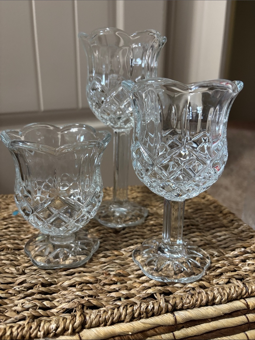 Vintage Glass Candle holder set.